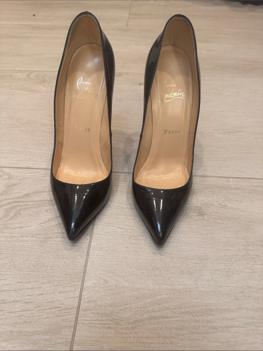 Christian Louboutin Black Patent Pointed Toe Stiletto Pumps